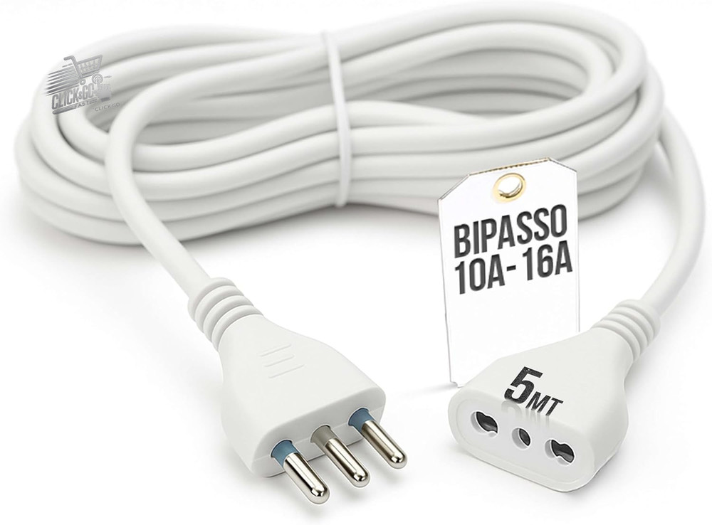 5 meter flexible and resistant electrical extension, with power plug and socket