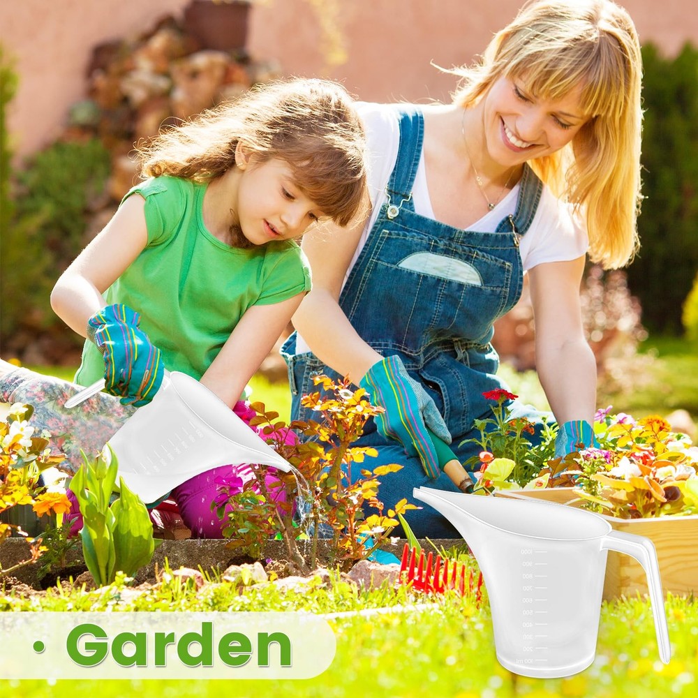 4 Pack Plastic Funnel Pitcher,Measuring Cup with Long Large, Clear