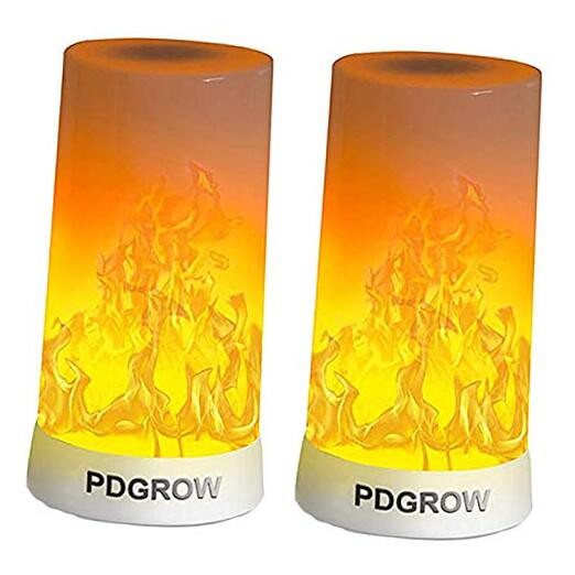LED Flame Effect Light, Flame Lamp 4 Modes USB Button Control - 2 Pack