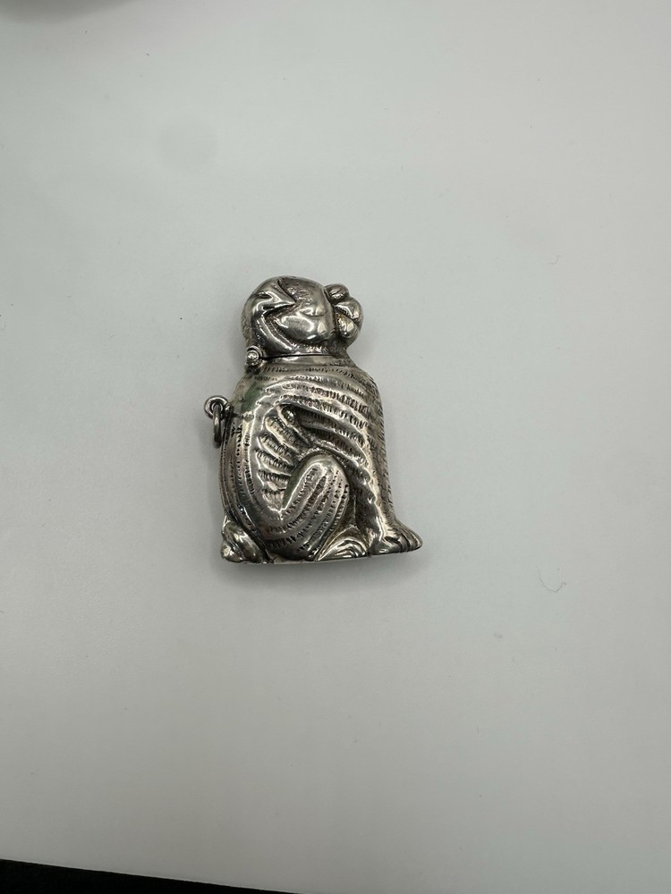 Sterling Silver Dog Match Safe Vesta