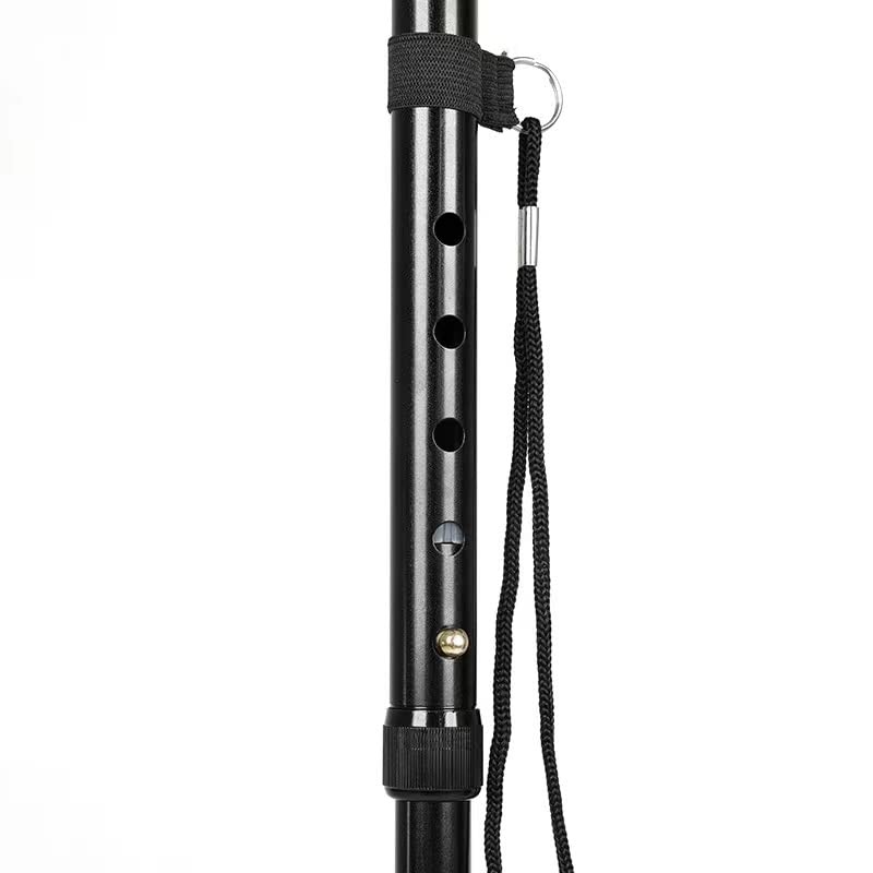 Folding Cane with LED Light, Adjustable Height 33-38" | Pivoting Quad Base for