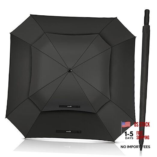 Extra Large Golf Umbrella 62 Inch, Automatic Open Double Canopy Vented Golf