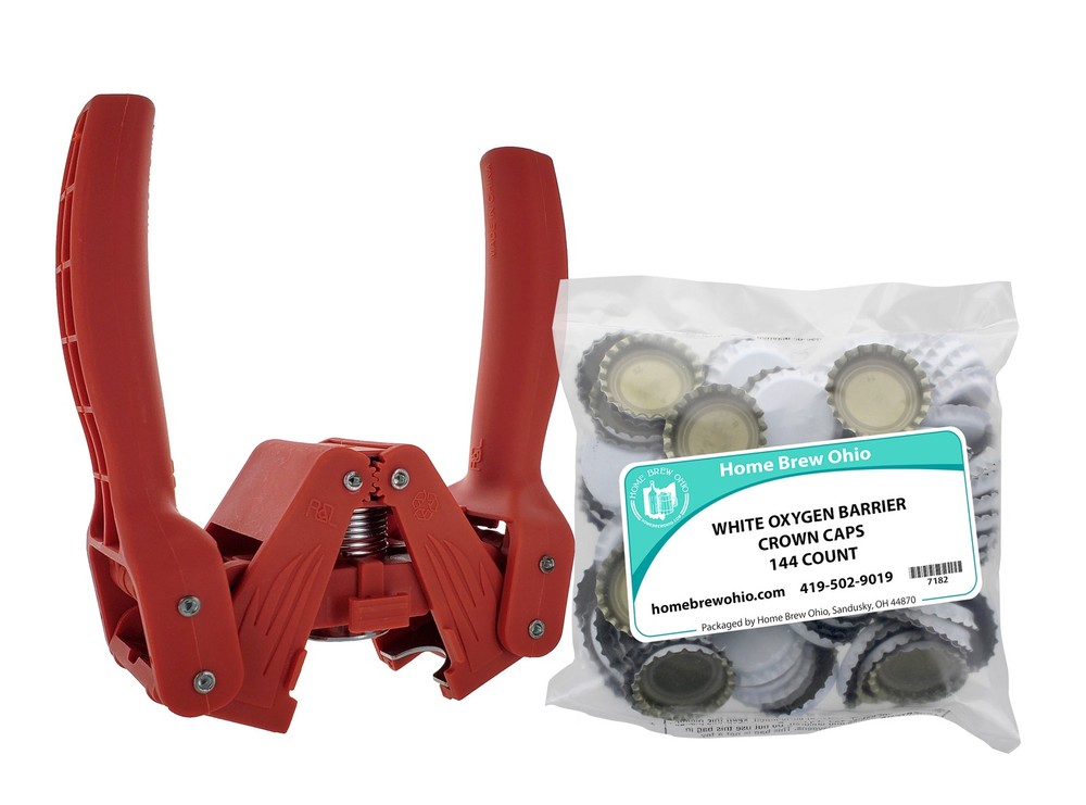 The Red Beauty Bottle Capper With White Oxygen Barrier Crown Caps-144 Count