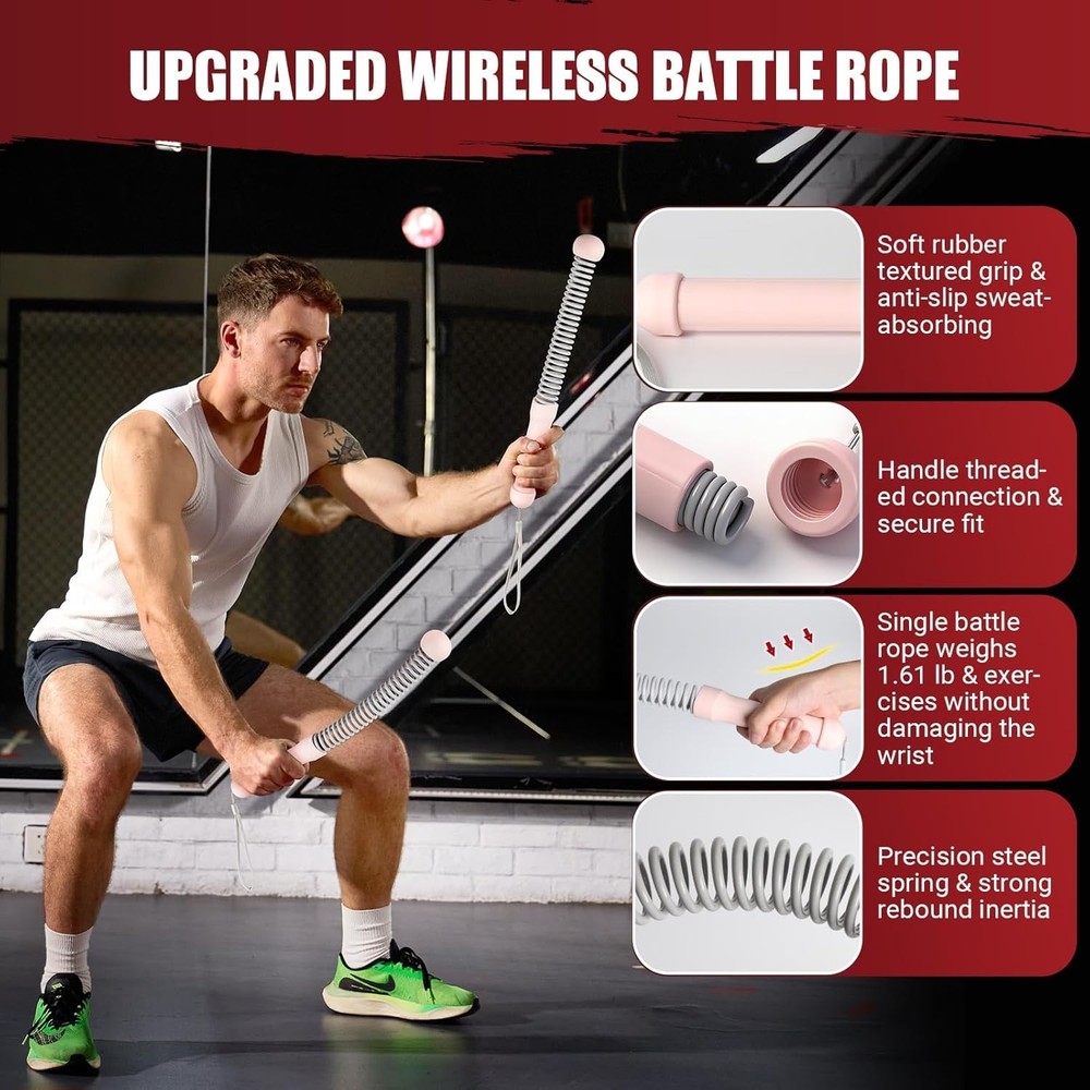 Portable Cordless Battle Ropes with Non-Slip Handle for Efficient Training