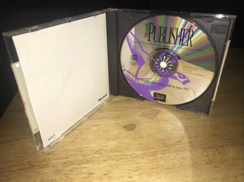 Microsoft Publisher Version 2.0 (1994) Vintage Software Case, Cert. Of Auth Incl