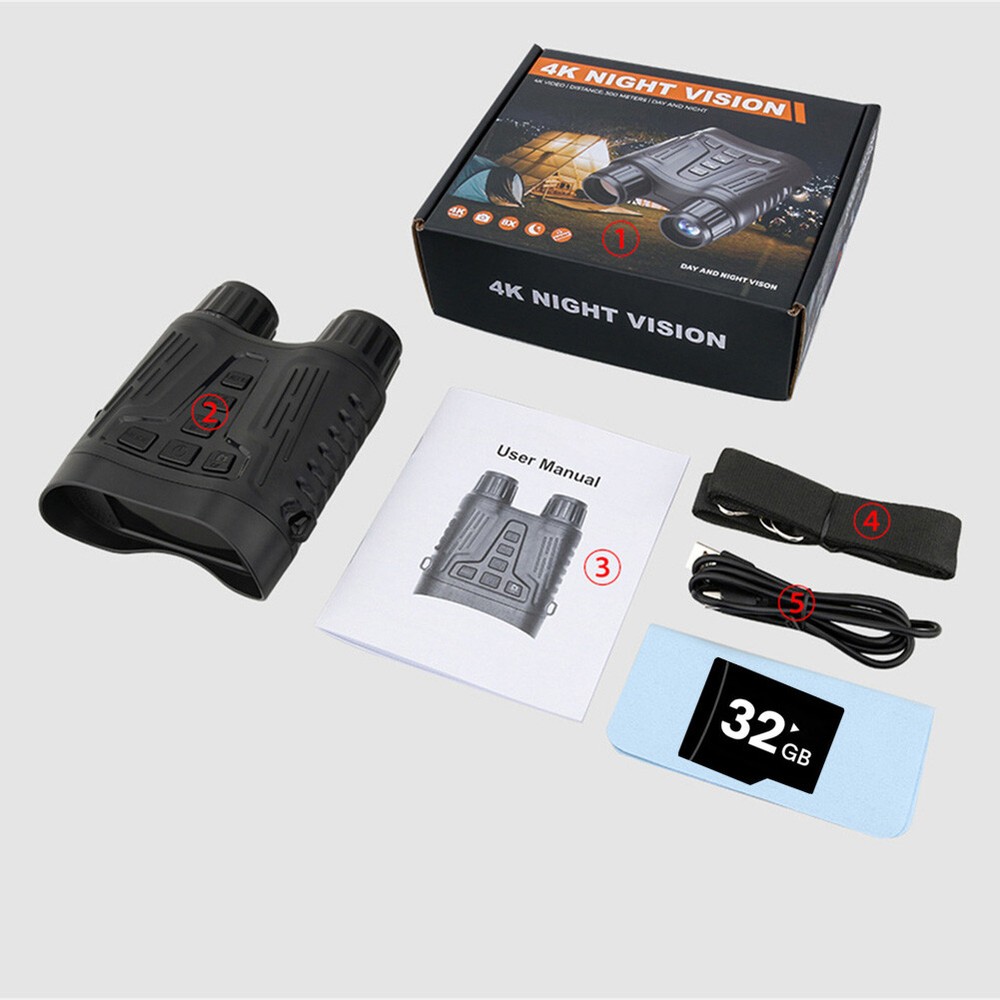 4K Night Vision Goggles Infrared Digital Binoculars with 3.2'' HD Screen