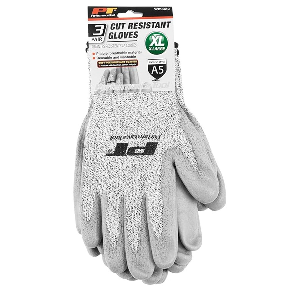 Performance Tool W89022 3 Pair Cut Resistant Gloves XL