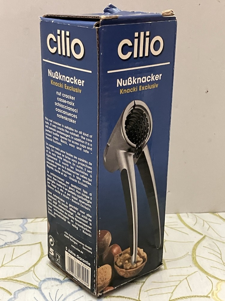 Cilio Heavy Classic Nutcracker Soft Grip Silver Black Nuts Caps Made In Germany
