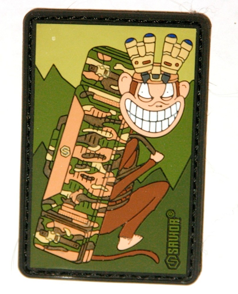 SAVIOR® Tactical Morale Patch - Camo Monkey with Binoculars - Hook & Loop 3" PVC
