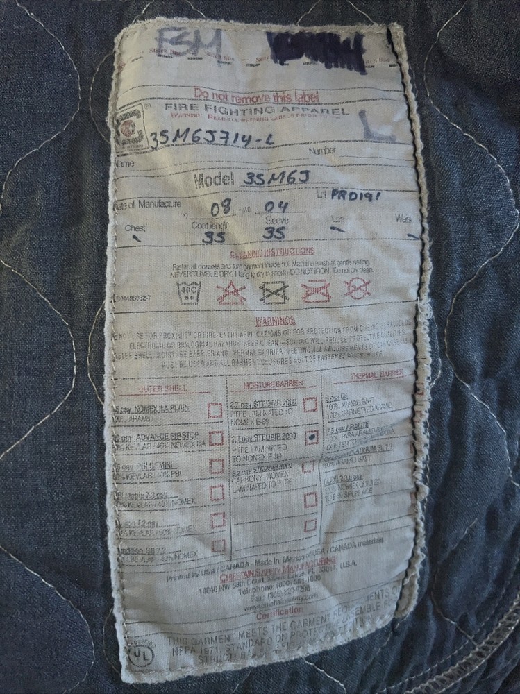 Stedair 3000 Firefighter Coat Medium Black Chieftain Fire-Dex 35M6J