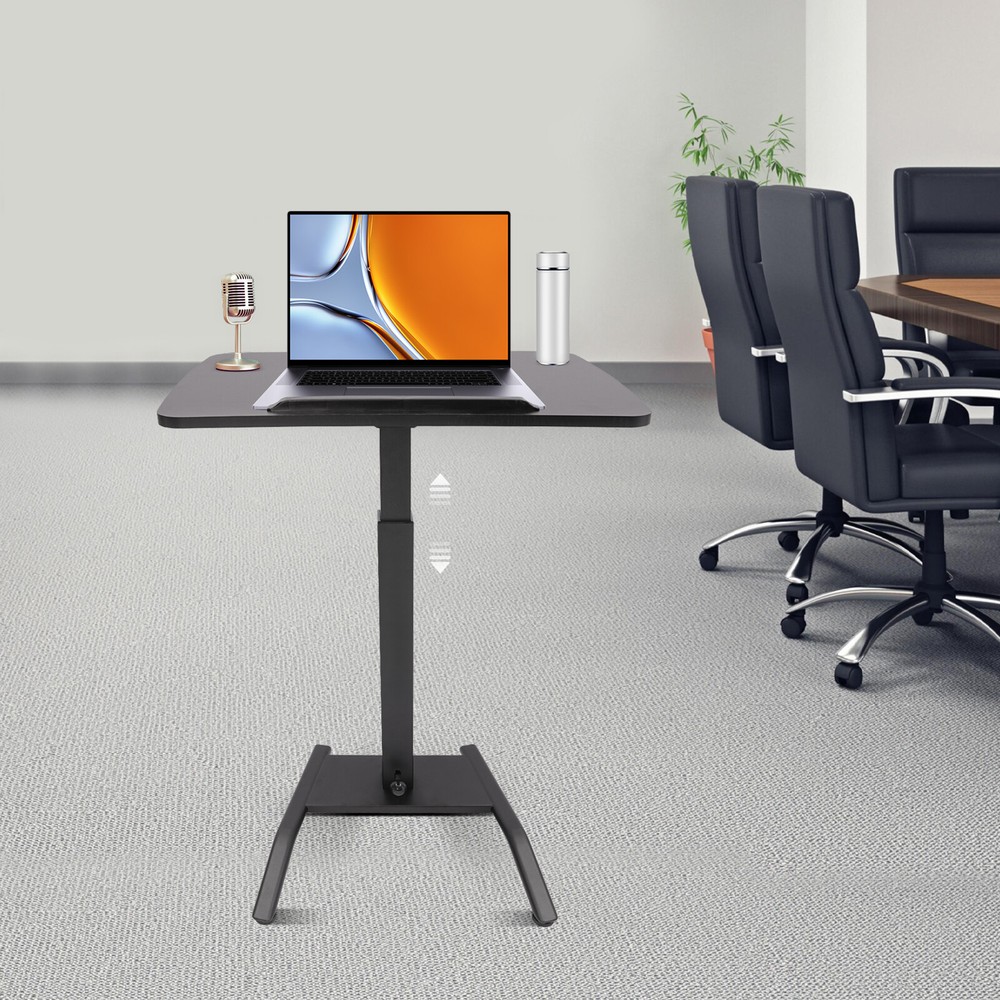 Adjustable 25.5?? Rolling Podium Desk Standing Lifting Computer Desk Black