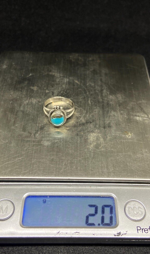 Native American Navajo kingman turquoise Sterling Silver Ring Size 5.5