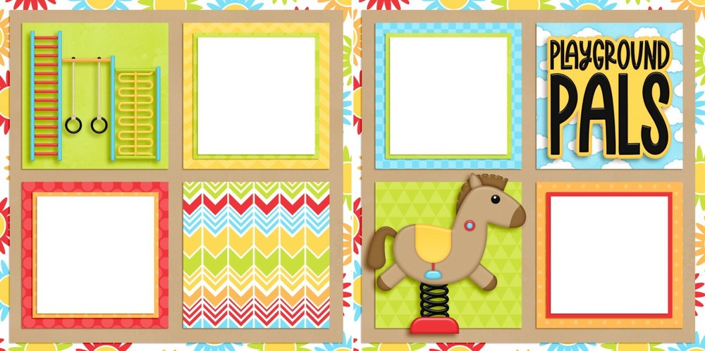 Playground Pals - 2 Premade Scrapbook Pages - EZ Layout 5554