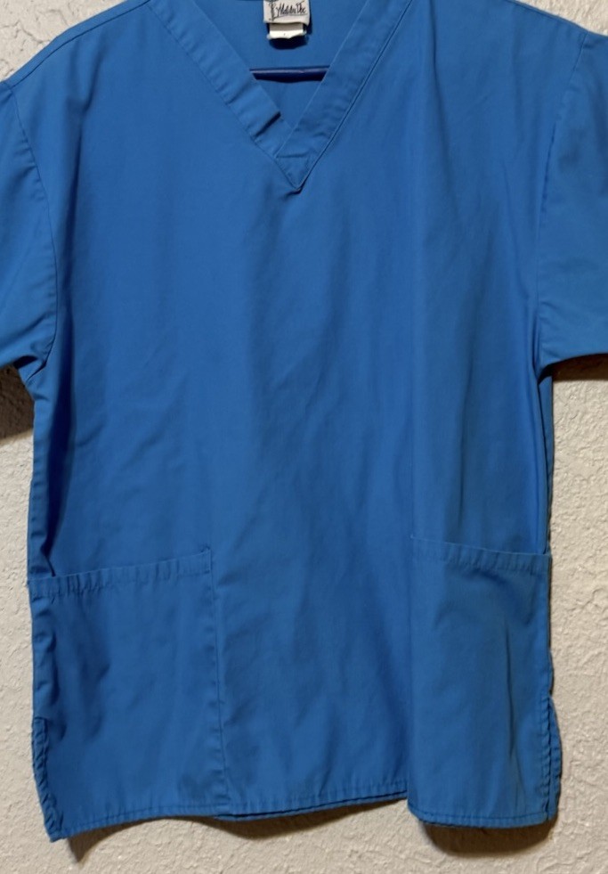 Mailbu Doc Scrub Top Medical Uniform Blue V-neck Medium