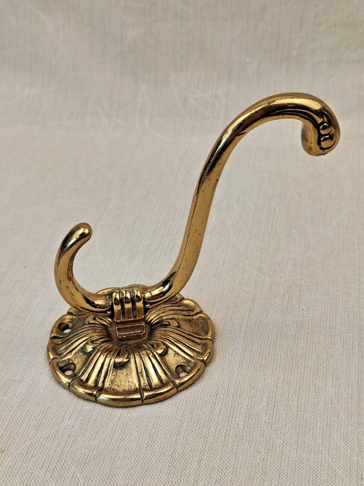 double brass coat hooks vintage