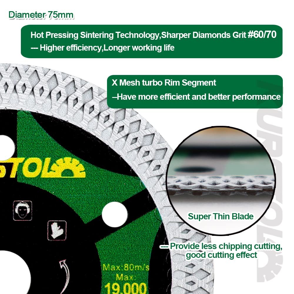 3" Tile Diamond Blade - 2pcs 75mm Super Thin Porcelain Cutting Disc...