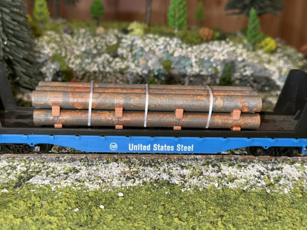 New 1:87 Ho Scale 30FT Rusty Pipe Load (4.5in) (Real Rust)