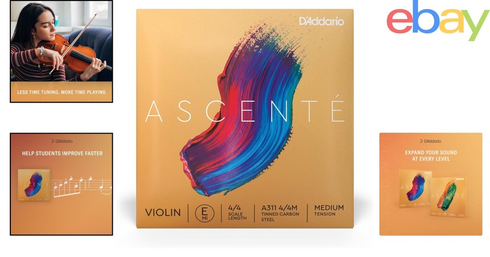 USA-Made Violin Strings, 4/4 Scale, Optimized for Performance and Durability