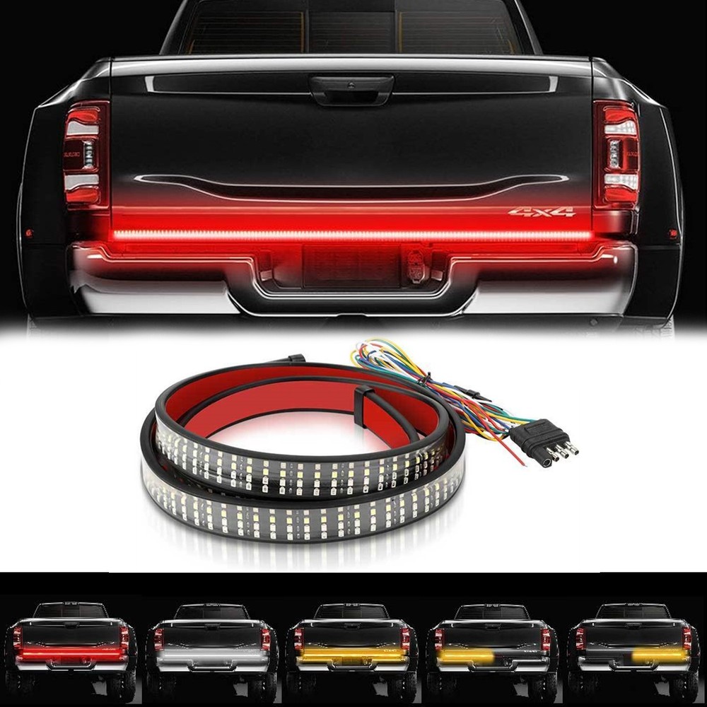 For Chevy Silverado LED Tailgate Light Bar 60" Triple Row 4 Row 6-Function Strip