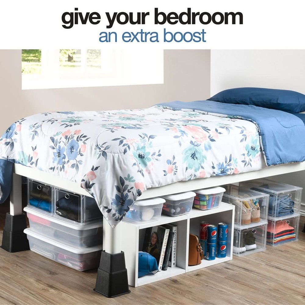 Adjustable Stackable Bed Frame Risers for Elevation & Under-Bed Storage - Heavy-