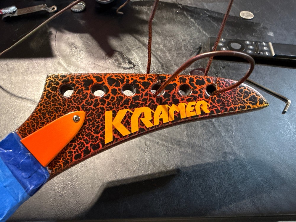 Kramer Headstock Logo - Premium Vinyl Guitar Project Replacement Black White