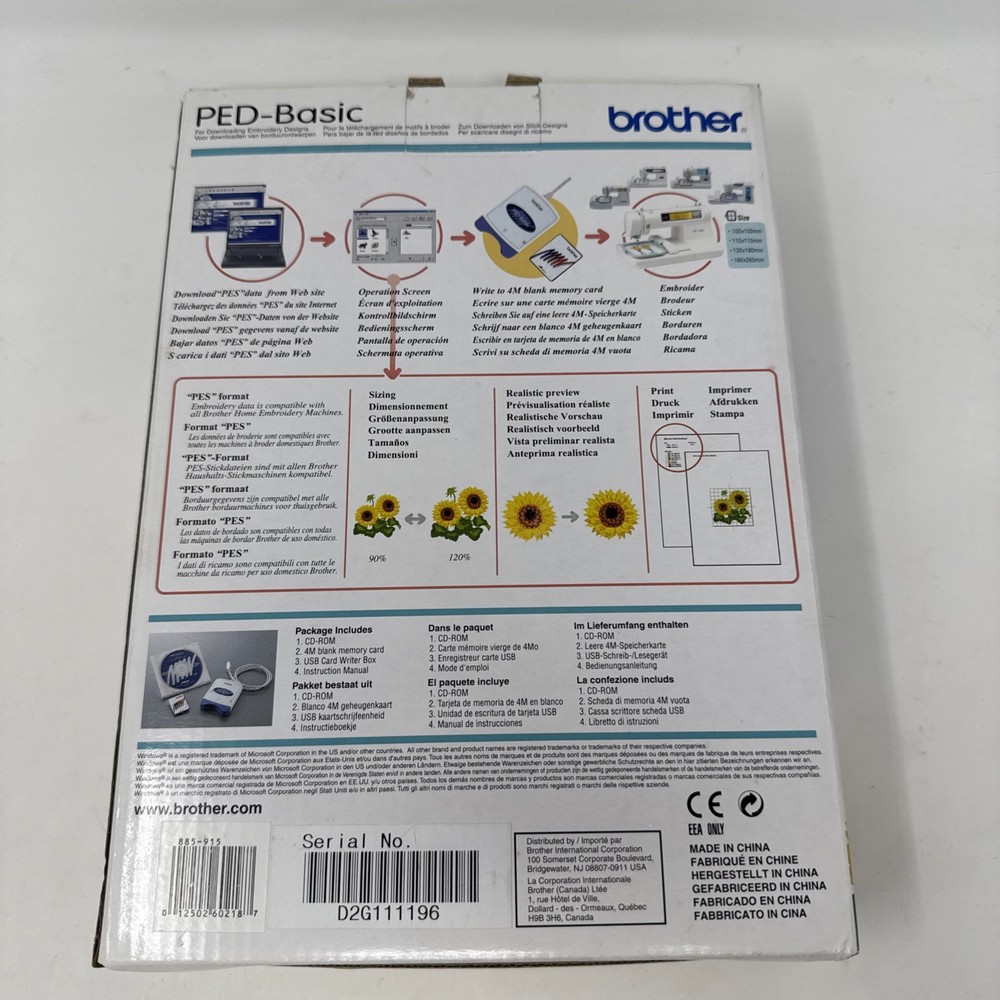 BROTHER PED-Basic Version 1.0 Embroidery Instruction Manual and Empty Box Only