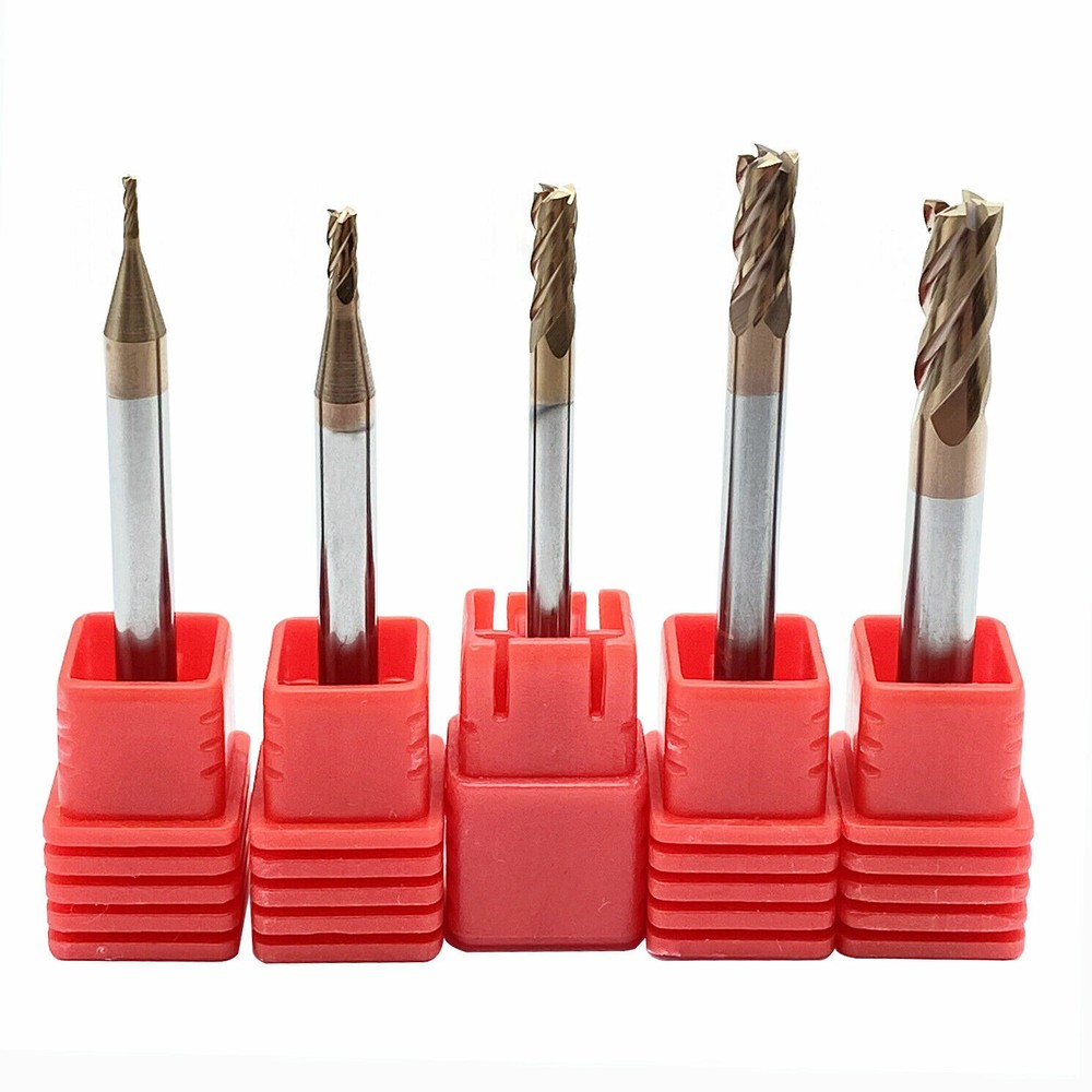 5pcs 4Flutes 1mm-5mm HRC55 Tungsten Carbide End Mill Set Milling Cutter Tool