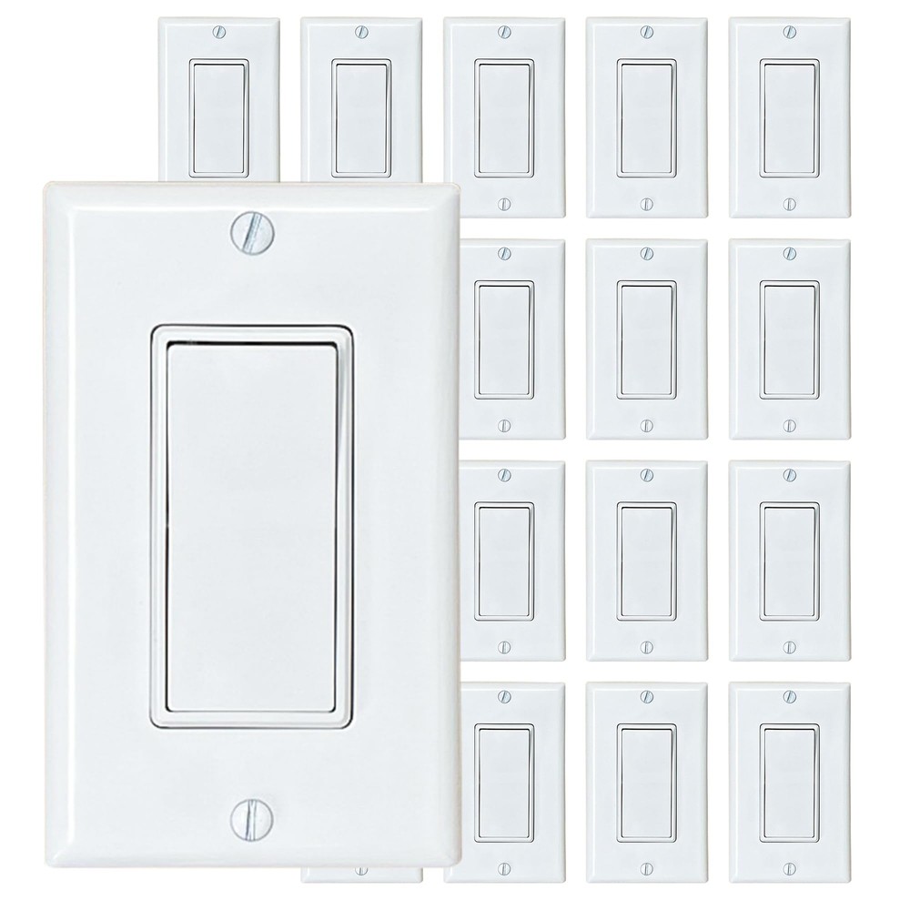 20pack Decorator Paddle Rocker Light Switch Single Pole 3wire Grounding 15a 12