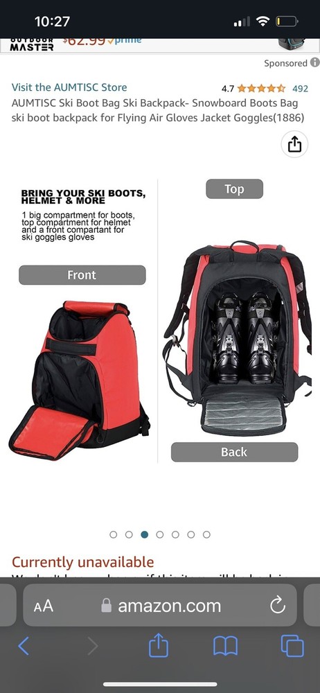 Amutisc Ski Boot Bag Red
