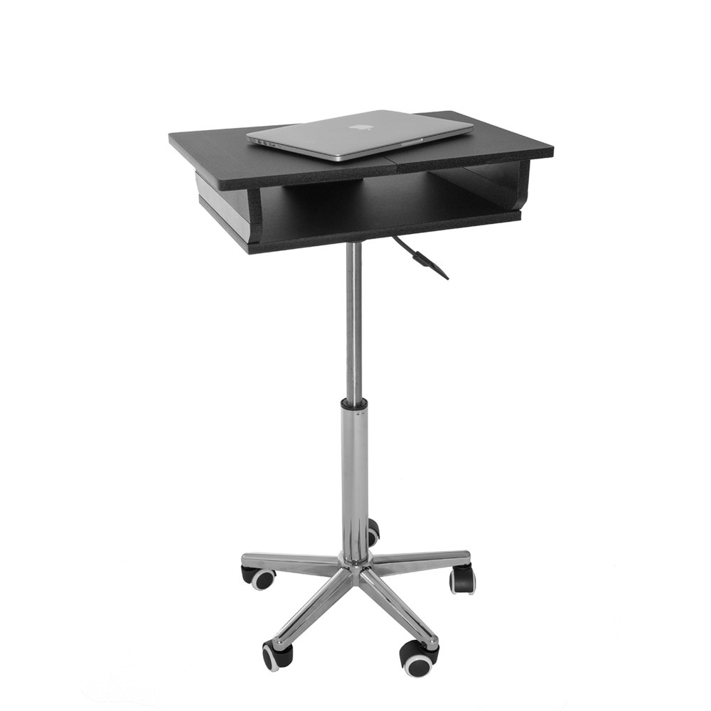 Space-Saving Folding Workstation - Adjustable Laptop Desk, Graphite Steel Frame