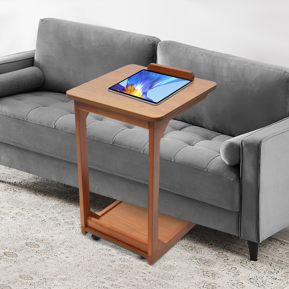 C-shaped Table Couch Table Sofa Bed Side Table W/ Wheels 40*40*63cm 0-40° Angle~