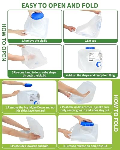 2 Pack 5.3 Gallon Collapsible Water Container Camping Water Container with