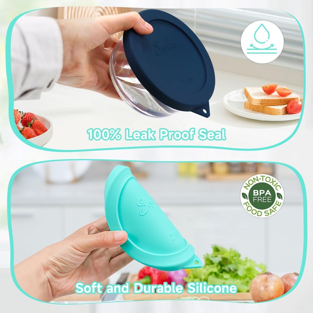 Sophico 2 Cup Round Silicone Storage Cover Lids Replacement for Mint-2 pack