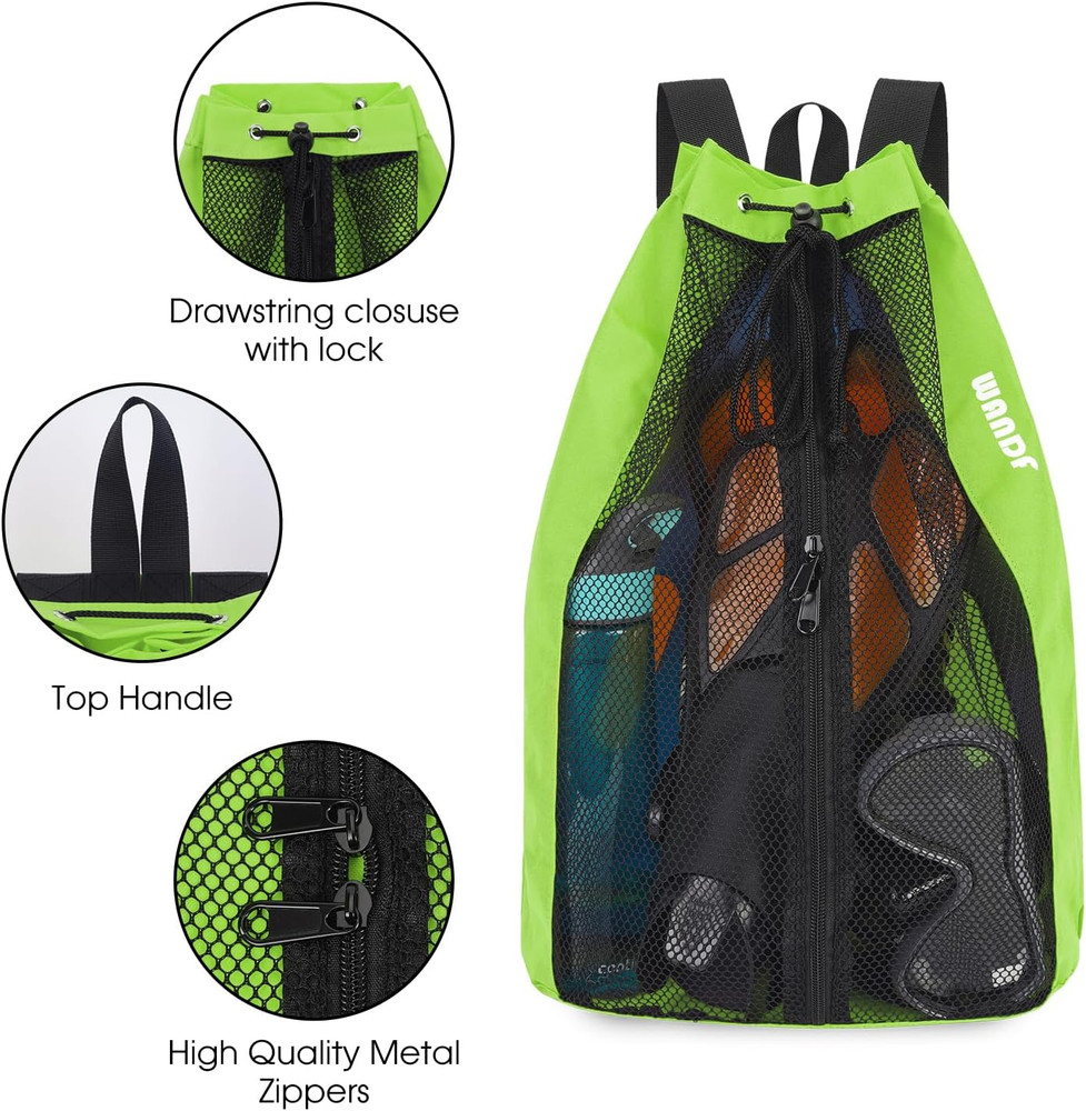 Swim Bag Mesh Drawstring Backpack Beach Backpack for Swimming, Gym, and Workout