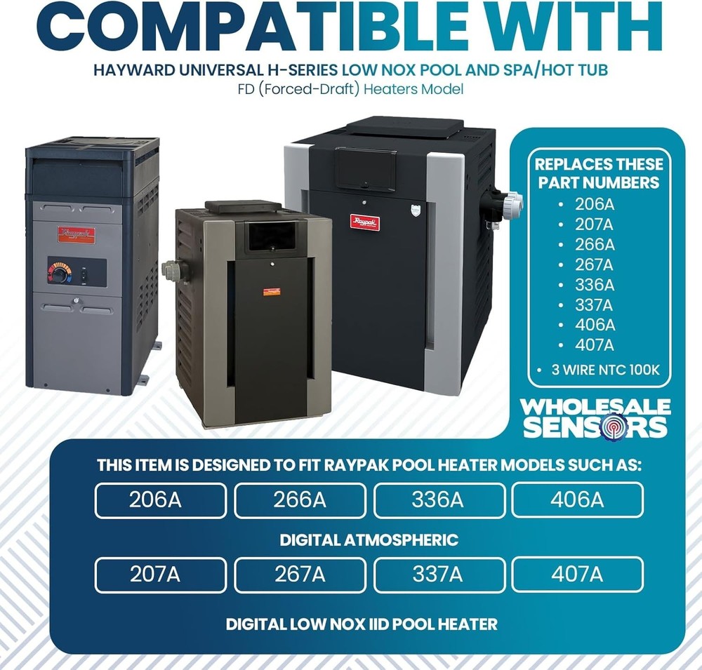 Precision Water Temperature Sensor for Raypak Heaters: 60-104 °F Measuring Range