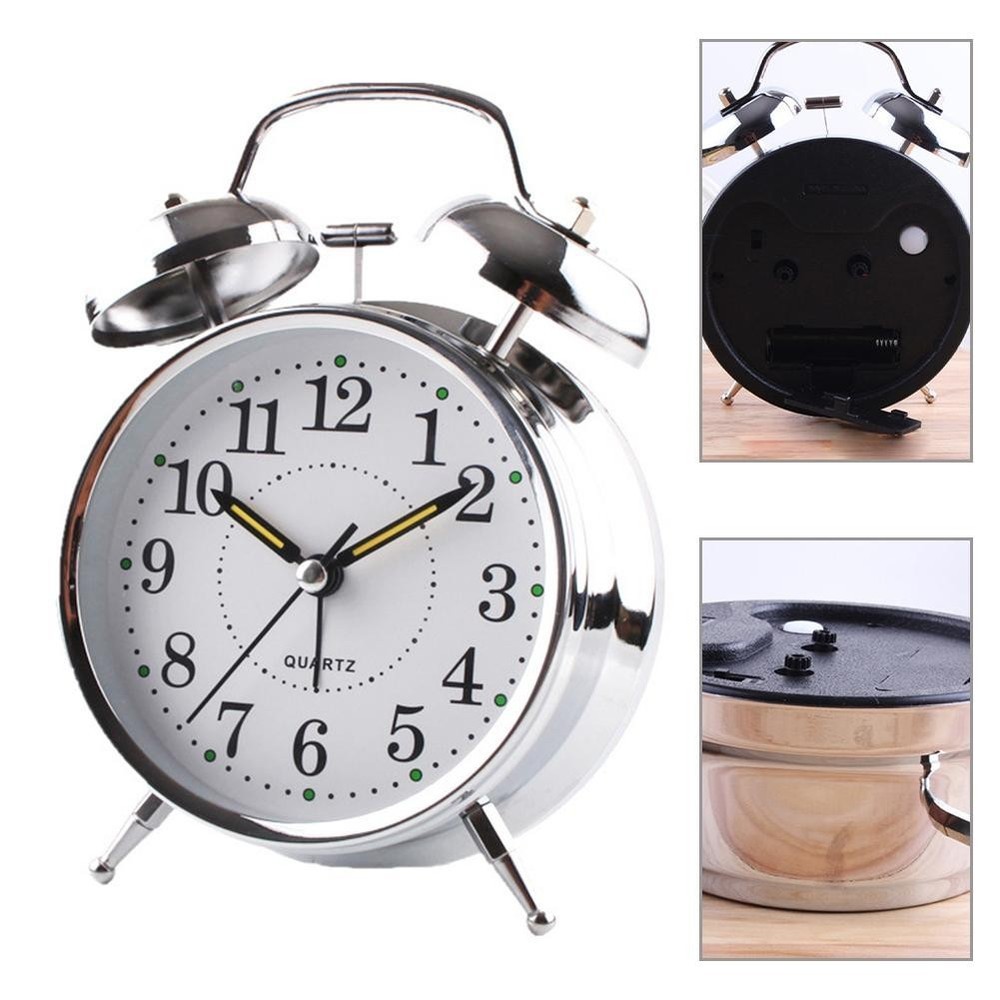 Bedside for TRADITIONAL Classic Double Bell Alarm Clock Chrome