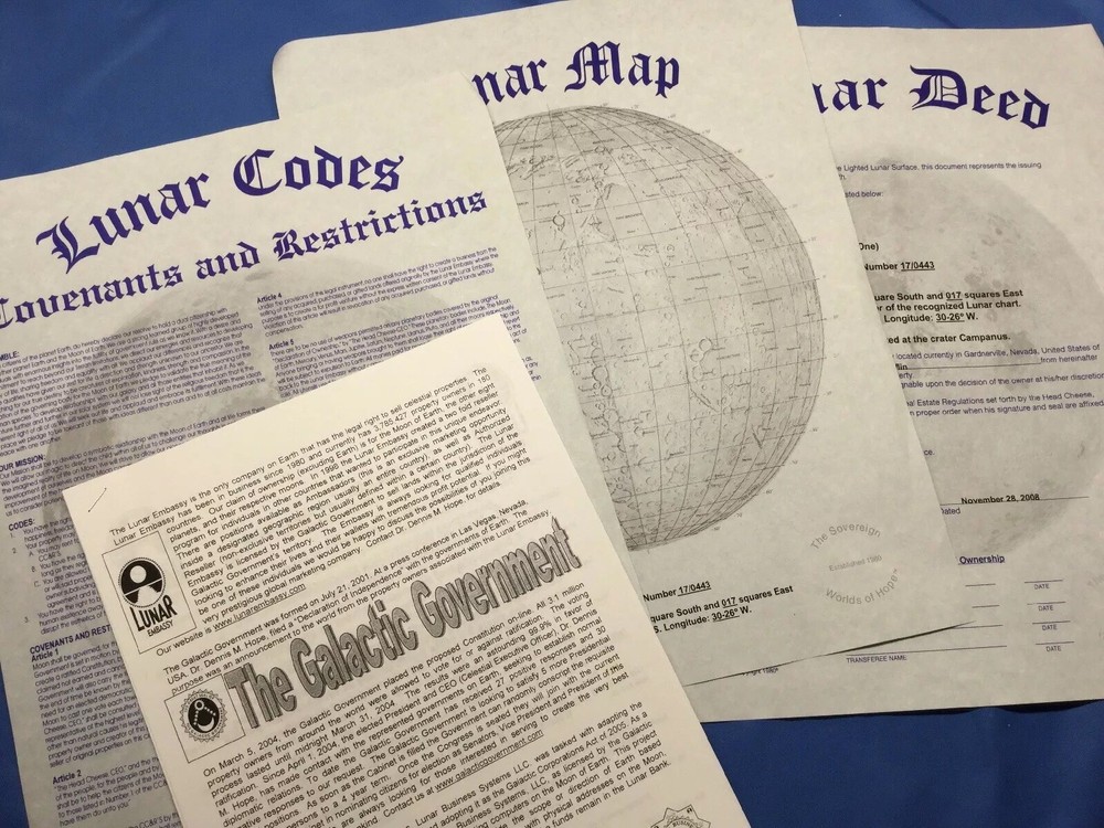 Original Signed Dated Lunar Deed Document Property Map And  Codes 2008