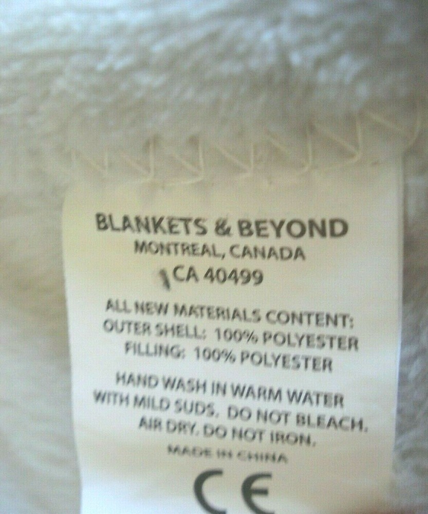 Blankets & Beyond Gray White Plush Bear Security Blanket NEW