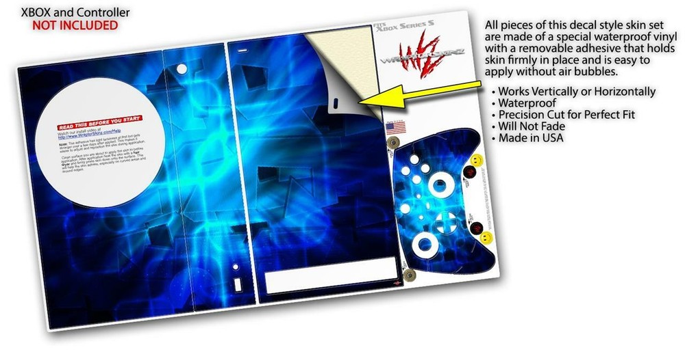 Skins XBOX Series S Console Controller Cubic Shards Blue