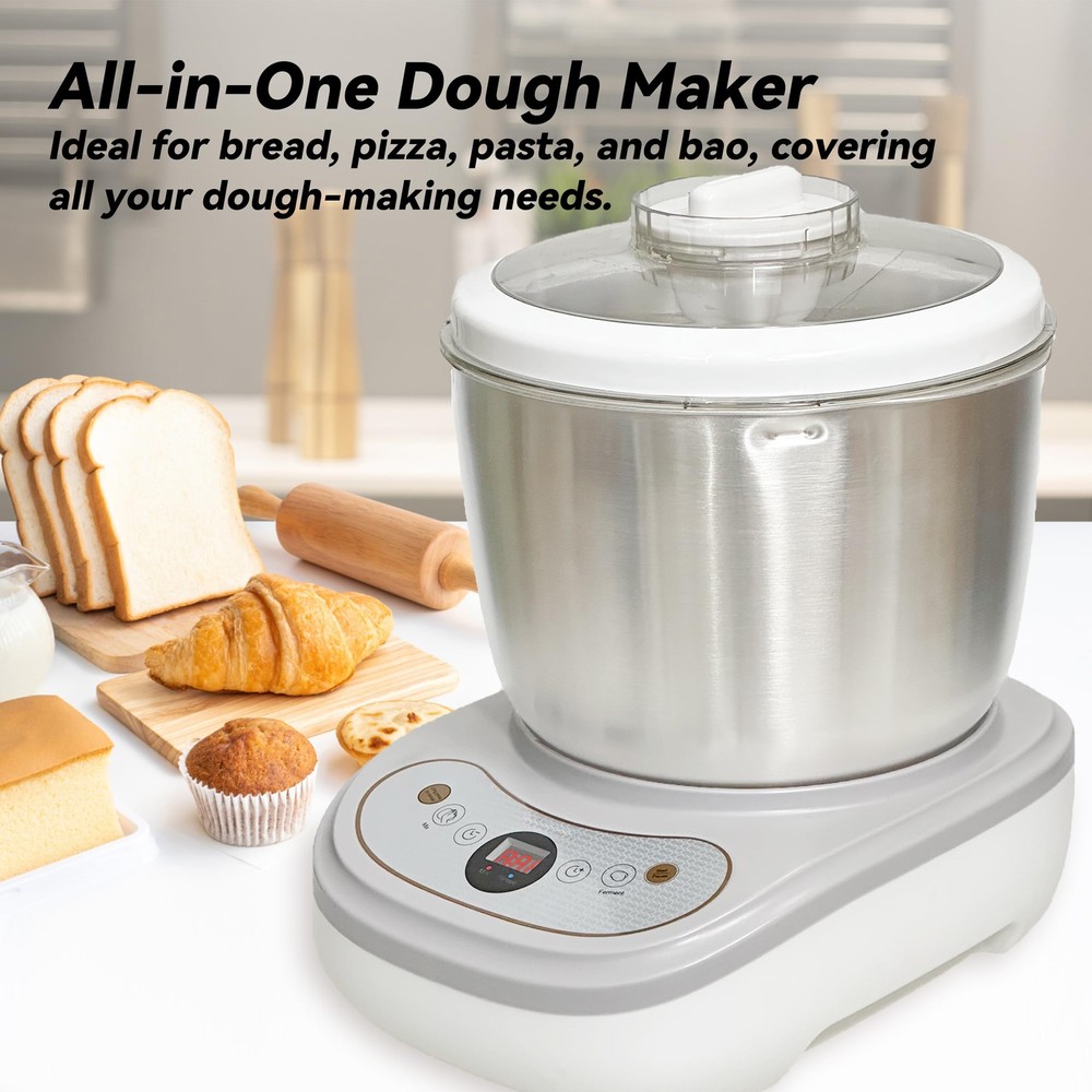 Dough Maker with Ferment Function 7.4Qt Large Capacity Large, Gray
