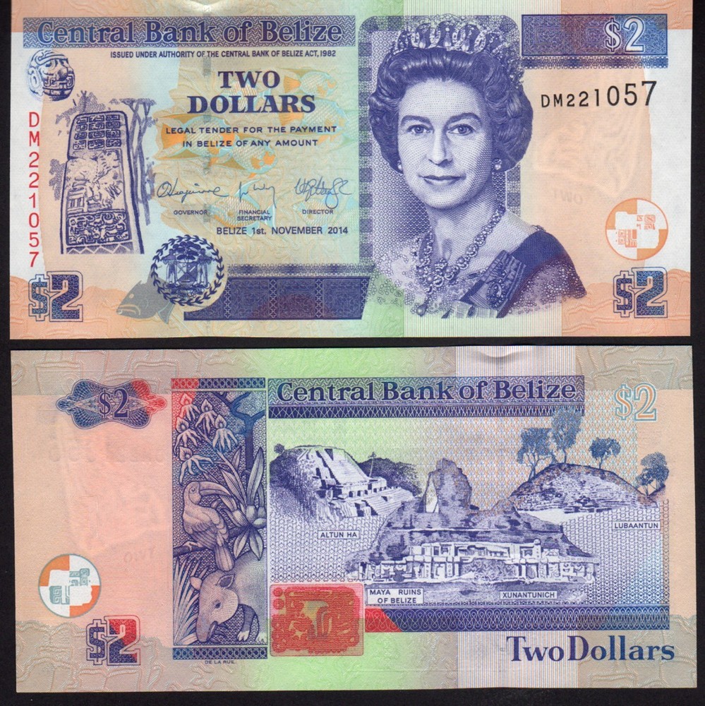 Belize, 2 Dollars,  2014, P66 Mint Unc