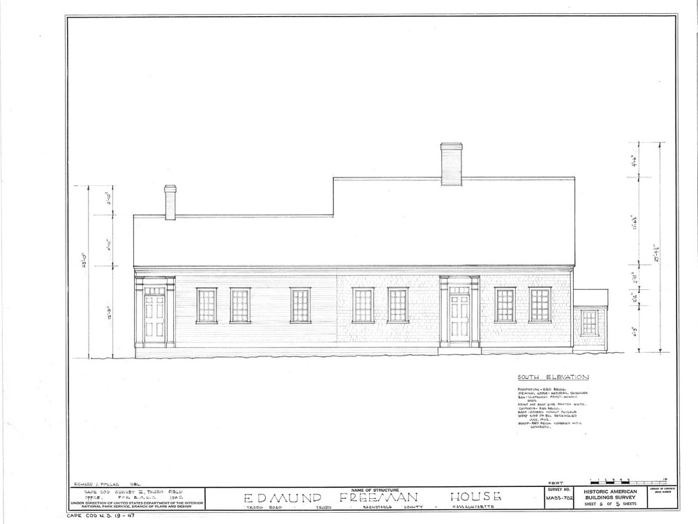Cape Cod colonial house plan, 1 story w/ attic, side extension
