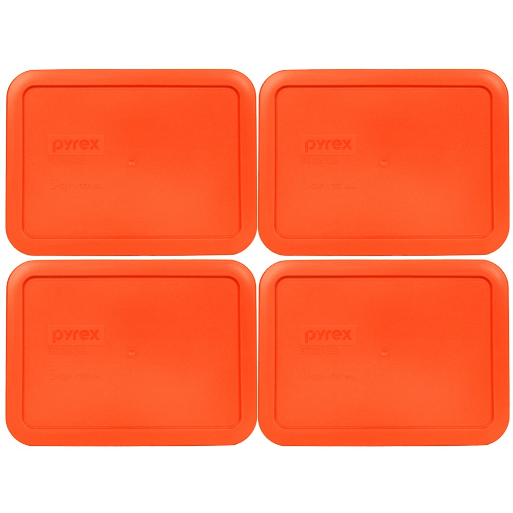 Pyrex 7210-PC 3-Cup Pumpkin Orange Replacement Storage Lid (4-Pack)