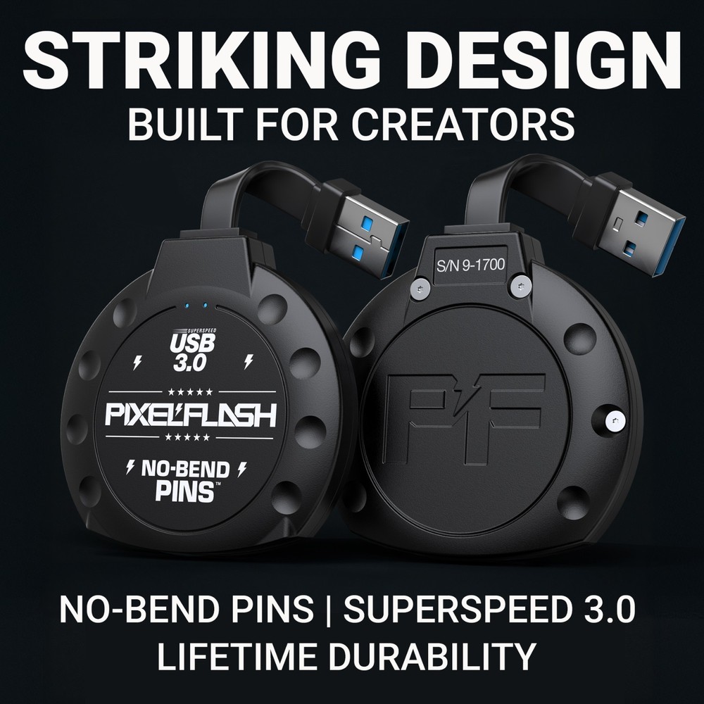 PixelFlash No-Bend Pins CF Reader USB 3.0 Adapter UDMA7 Compact Flash 2" Cable