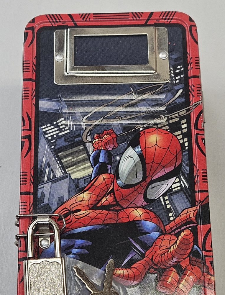 Vintage Spider Man Bank Lunch Box Tin Comic Toy Game 2006