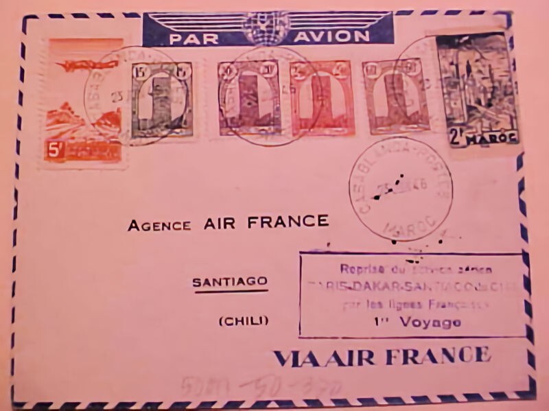 MOROCCO FLIGHT 1946 B/S CHILE