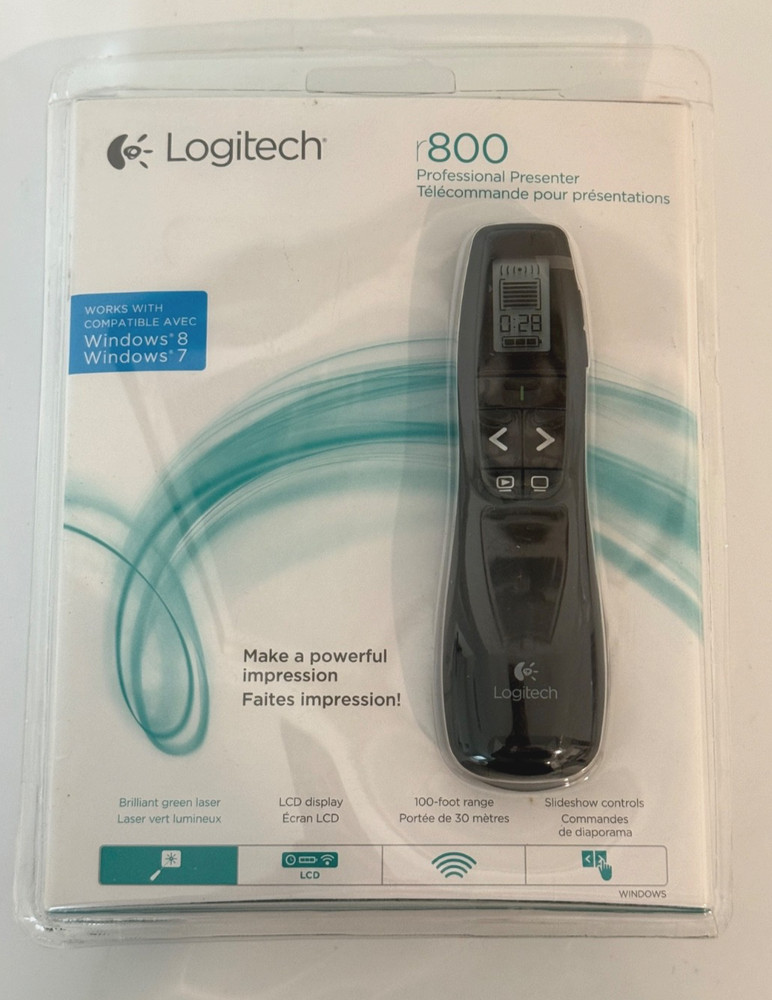 Logitech R800 Laser Presentation Remote Control - Black - NEW