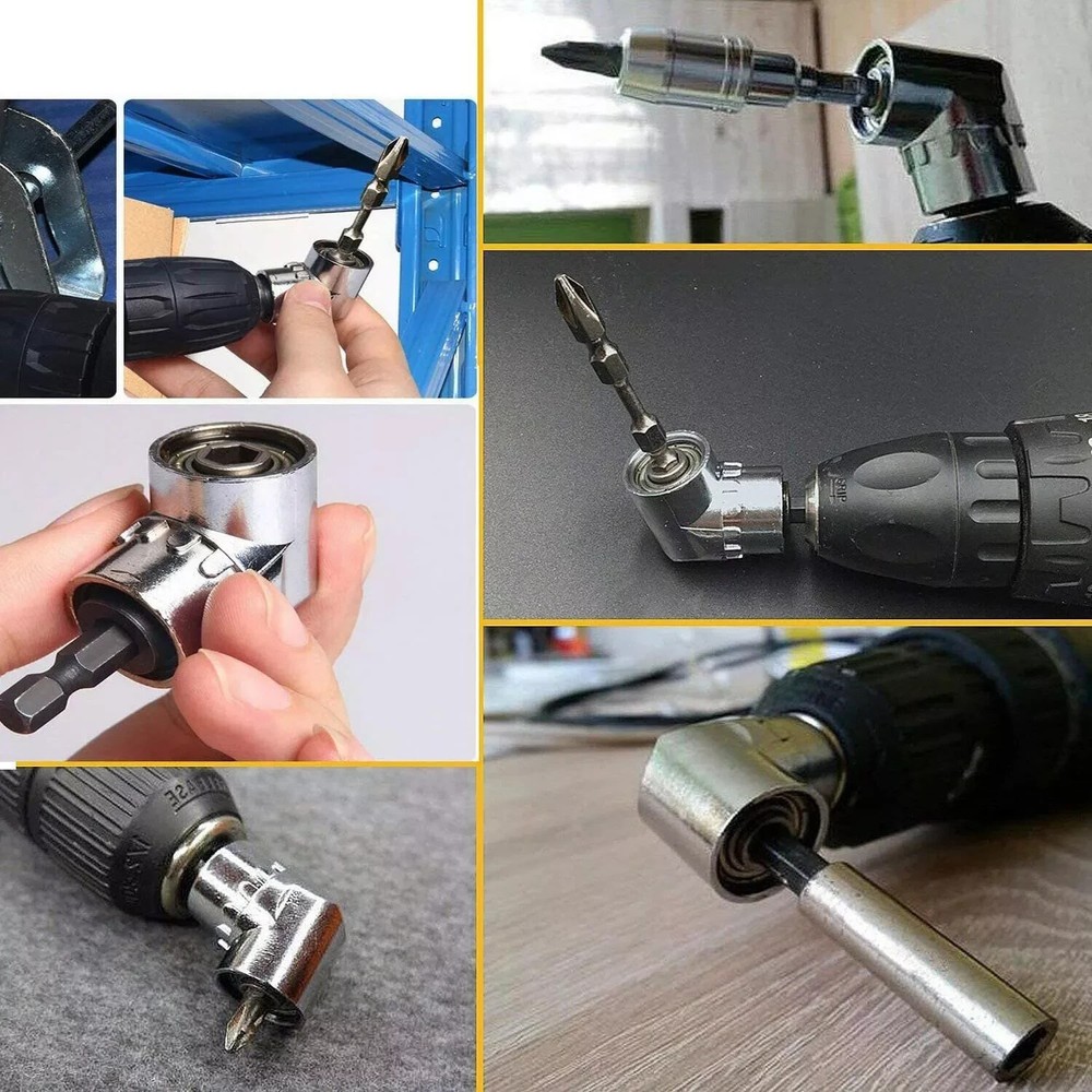 7Pc 105° Right Angle Drill Driver Set Socket Bit Extension Bar Hex Shank Adapter