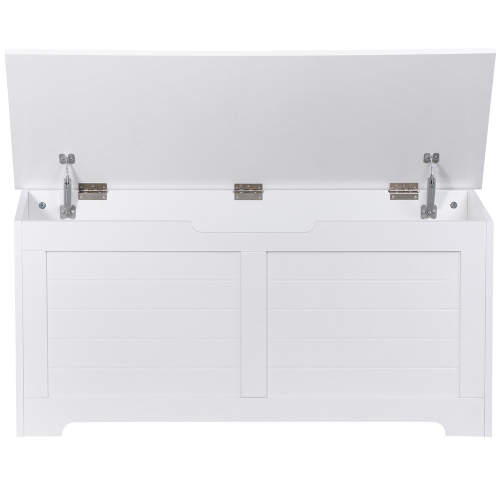 Storage Chest Spacious MDF Frame Toy Storage Bench W/ Side Handles, White