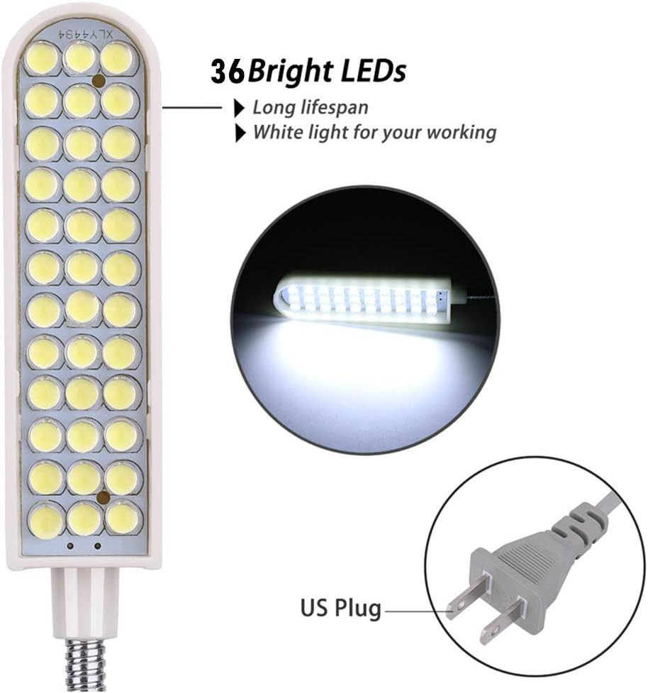 Sewing Machine Light Gooseneck Work Light with Magnetic Mounting Base, White Sof
